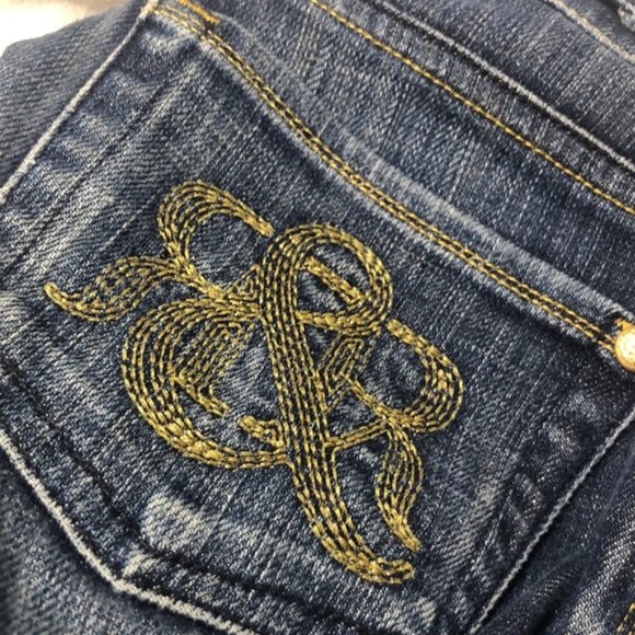 VINTAGE ROCK & REPUBLIC KASANDRA SLIM STRAIGHT JEANS 25x28 MADE IN USA 🇺🇸 - Picture 11 of 13